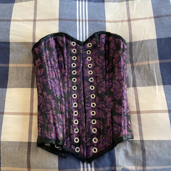 Bustier corset - reversible black silver purple size 0 2 4 - Picture 2 of 4